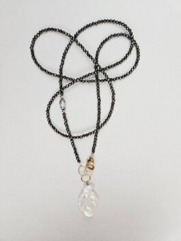 White Baroque Pearl Pyrite Necklace