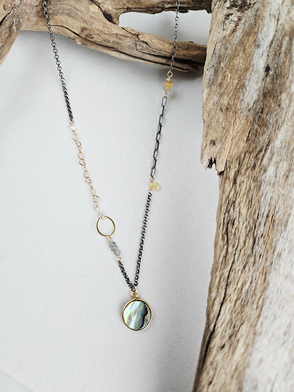 Abalone Opal Asymmetrical Necklace - Image 3