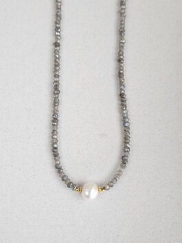 White Freshwater Pearl and Labradorite necklace