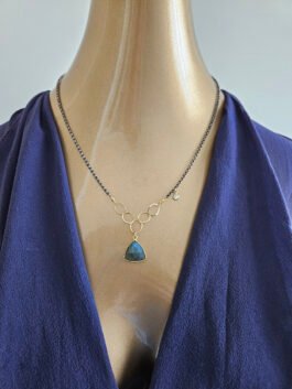 Labradorite Pendant Mixed Metal Necklace