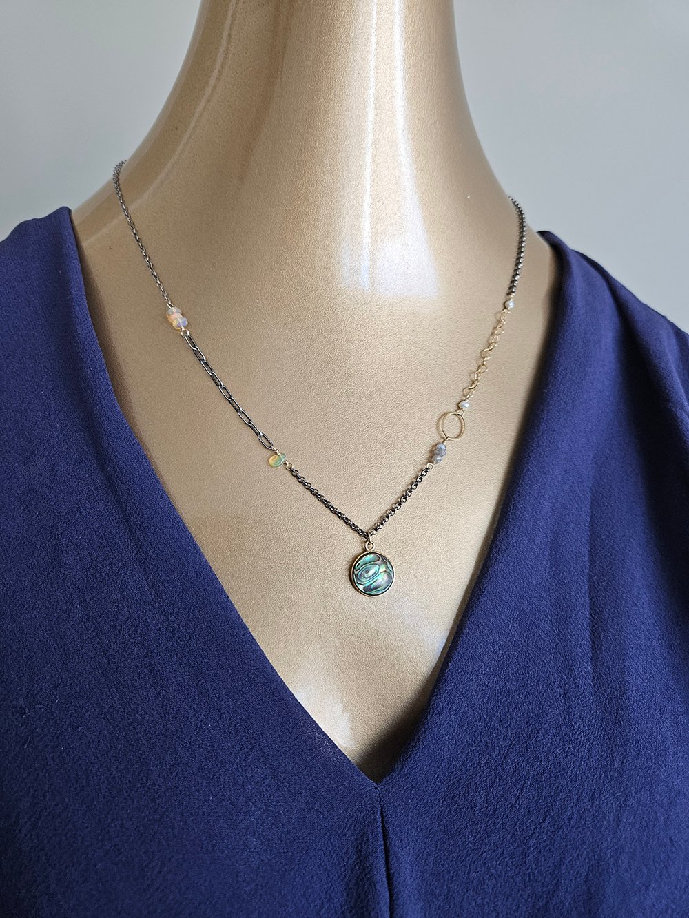 Abalone Opal Asymmetrical Necklace - Image 2