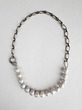 Freshwater Pearl Necklace with Diamond Clasp