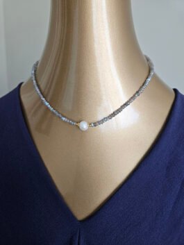 White Freshwater Pearl and Labradorite necklace