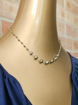 Wire-Wrapped Faceted Pyrite Necklace N 4341