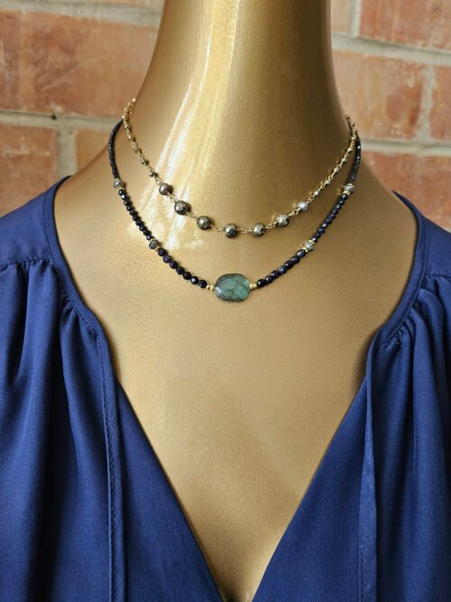 Labradorite & Navy Blue Sunstone Necklace