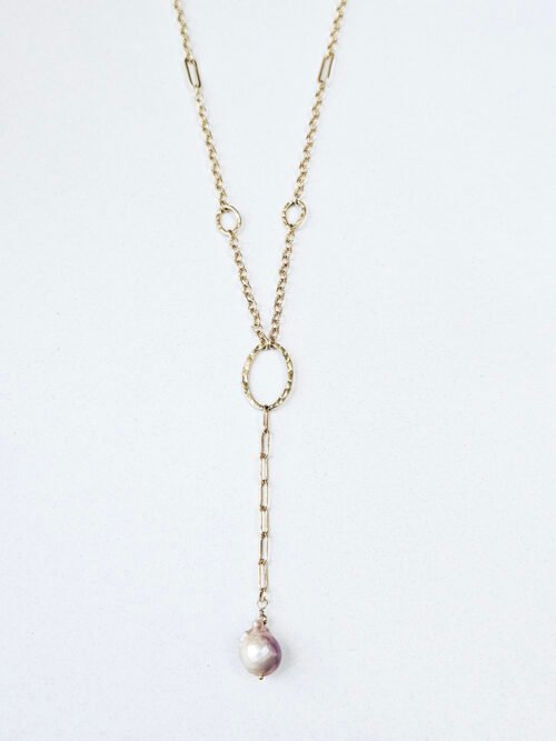 Baroque Pearl Y Necklace | 14k Gold Filled