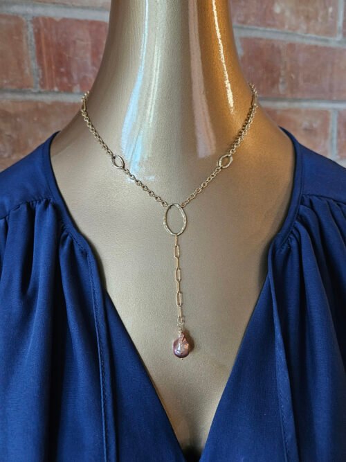 Baroque Pearl Y Necklace | 14k Gold Filled