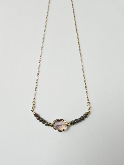 Pink Amethyst, Sapphire Necklace