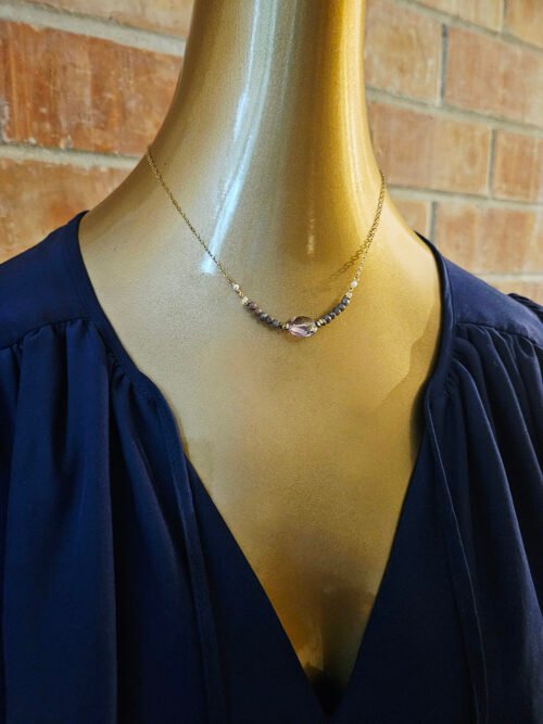 Pink Amethyst, Sapphire Necklace