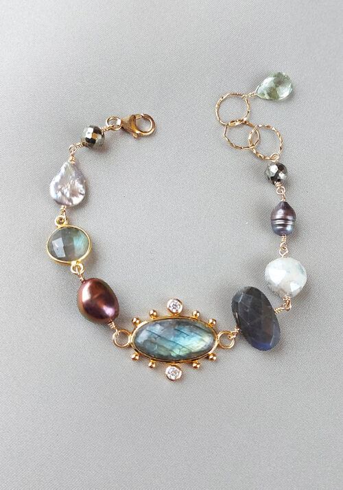 Natural gemstones and pearls bracelet – B 1179
