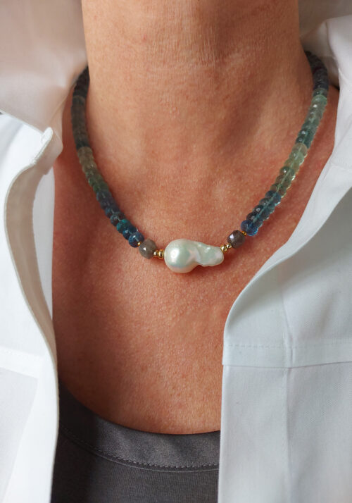 Baroque Pearls, Labradorite, Fluorite N 2473