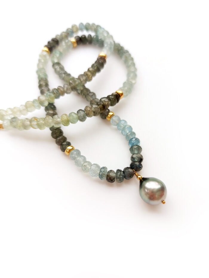 Tahitian Pearl with Moss Amethyst Necklace by Avaasi
