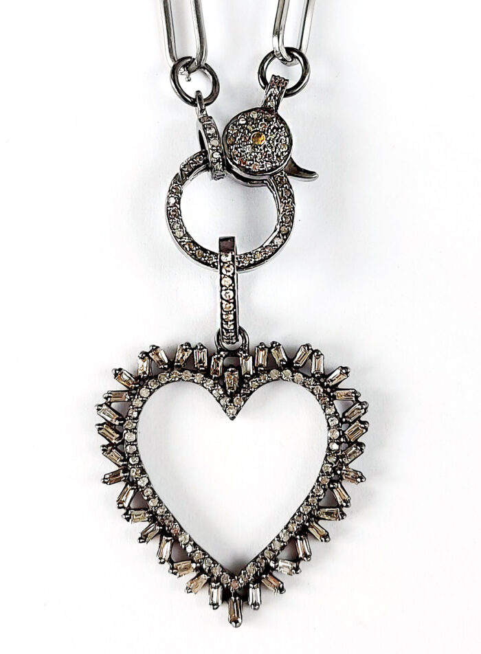 Baguette Diamonds Heart Necklace - N 2375 - Image 3