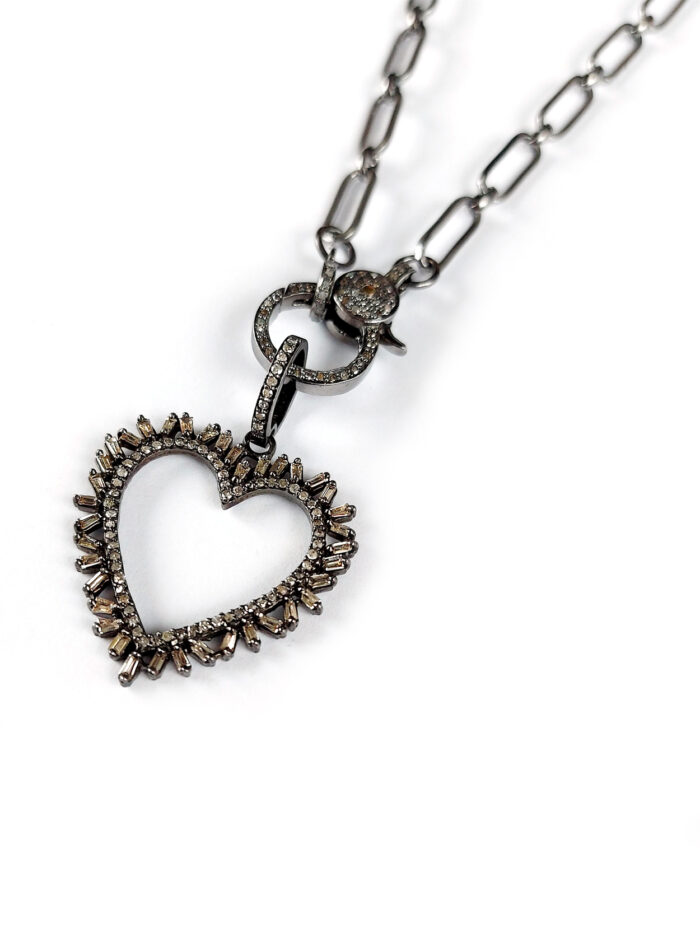 Baguette Diamonds Heart Necklace - N 2375 - Image 6